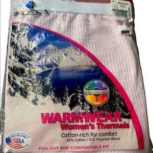 NWT Women's Indera Warmwear Thermals Size Medium Color Pink